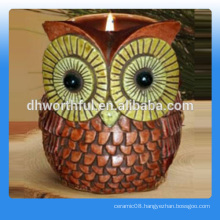 High quality owl ceramic candle jar